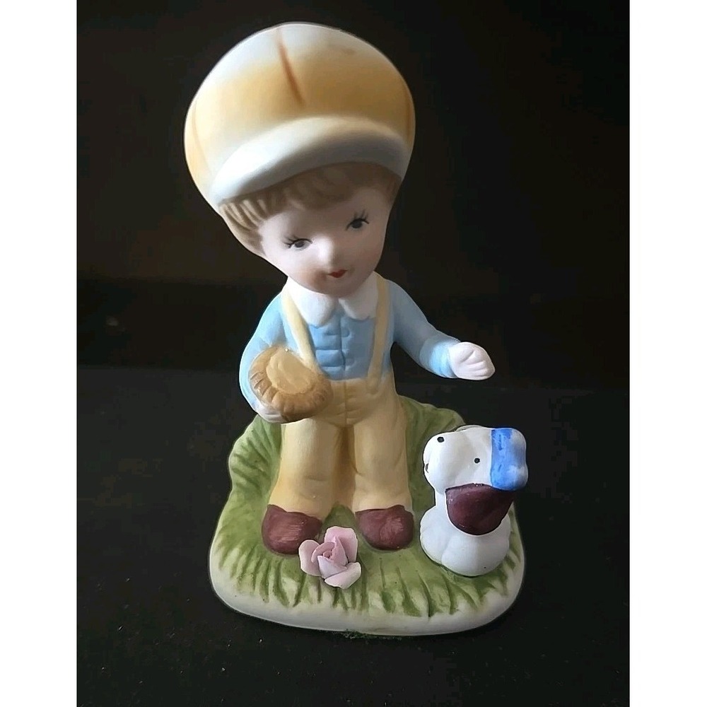 Vintage HOMCO Porcelain Figurine #1430 – Boy with Dog – Hand Painted – 1980s